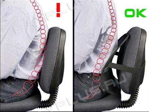 Поясничный упор для кресла - это устройство, предназначенное для автокресел или офисных кресел. Он помогает держать осанку в правильном положении.