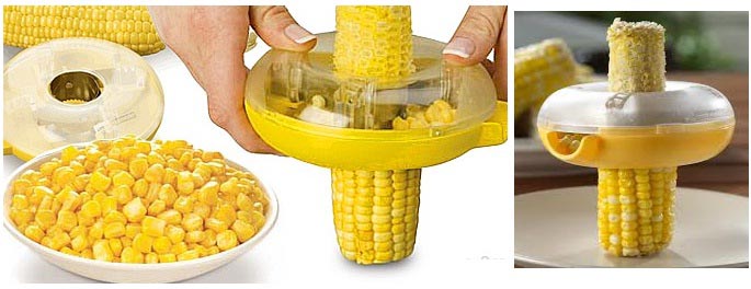 Устройство сконструировано таким образом, что ножи подстраиваются по диаметр кукурузы и срезает под самый «корешок». Максимальный диаметр основания кукурузы.