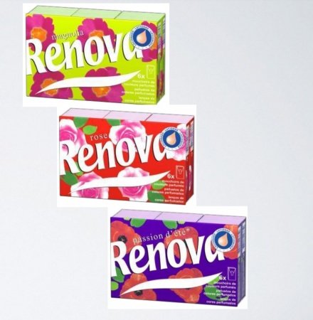 Платочки-салфетки бумажные Renova 4-х слойные парфюмированные