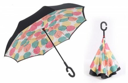 Зонт наоборот принт Листопад