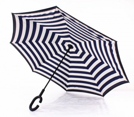 Зонт наоборот с принтом полоски синие (Blue Line)