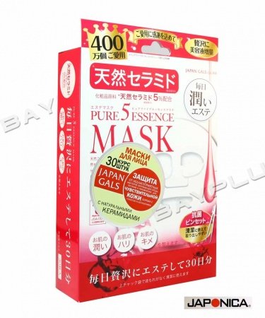 Маска для лица Japan Gals с натуральными керамидами Pure5 Essential 30 шт