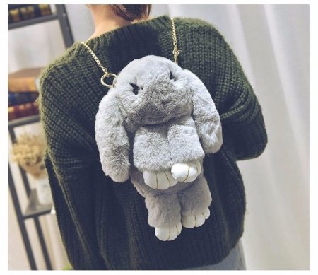 Сумка рюкзак кролик (зайка) из меха