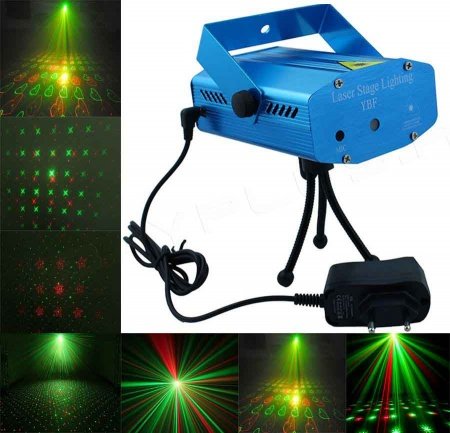 Лазерный проектор цветомузыка мини с MP3
