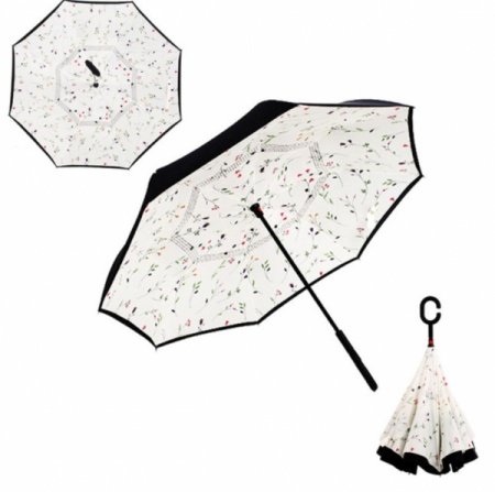 Зонт наоборот Цветы на белом фоне
