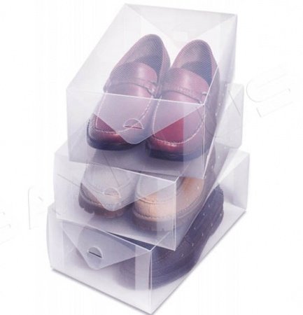Пластиковая коробка для хранения обуви (набор 5 штук) длина 27,5 см.