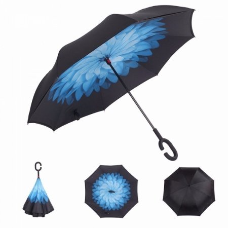 Зонт наоборот Синий Цветок (Blue Flower)
