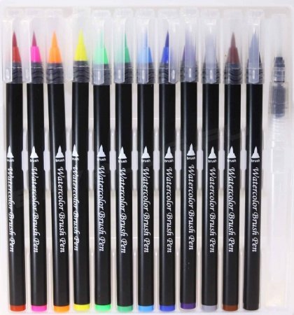 Набор Brush Pen (12 цветных + кисть с резервуаром)